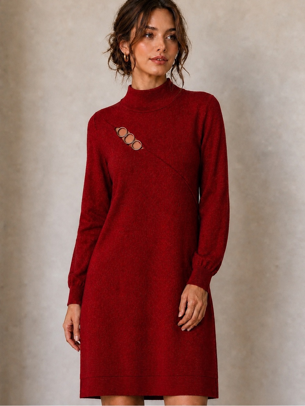 Elegant Red Long Sleeve Dress